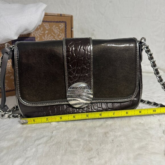 Brighton Ziggy Crossbody Organizer Purse in Box with Paperwork Dustbag NIB Croc - Picture 13 of 14